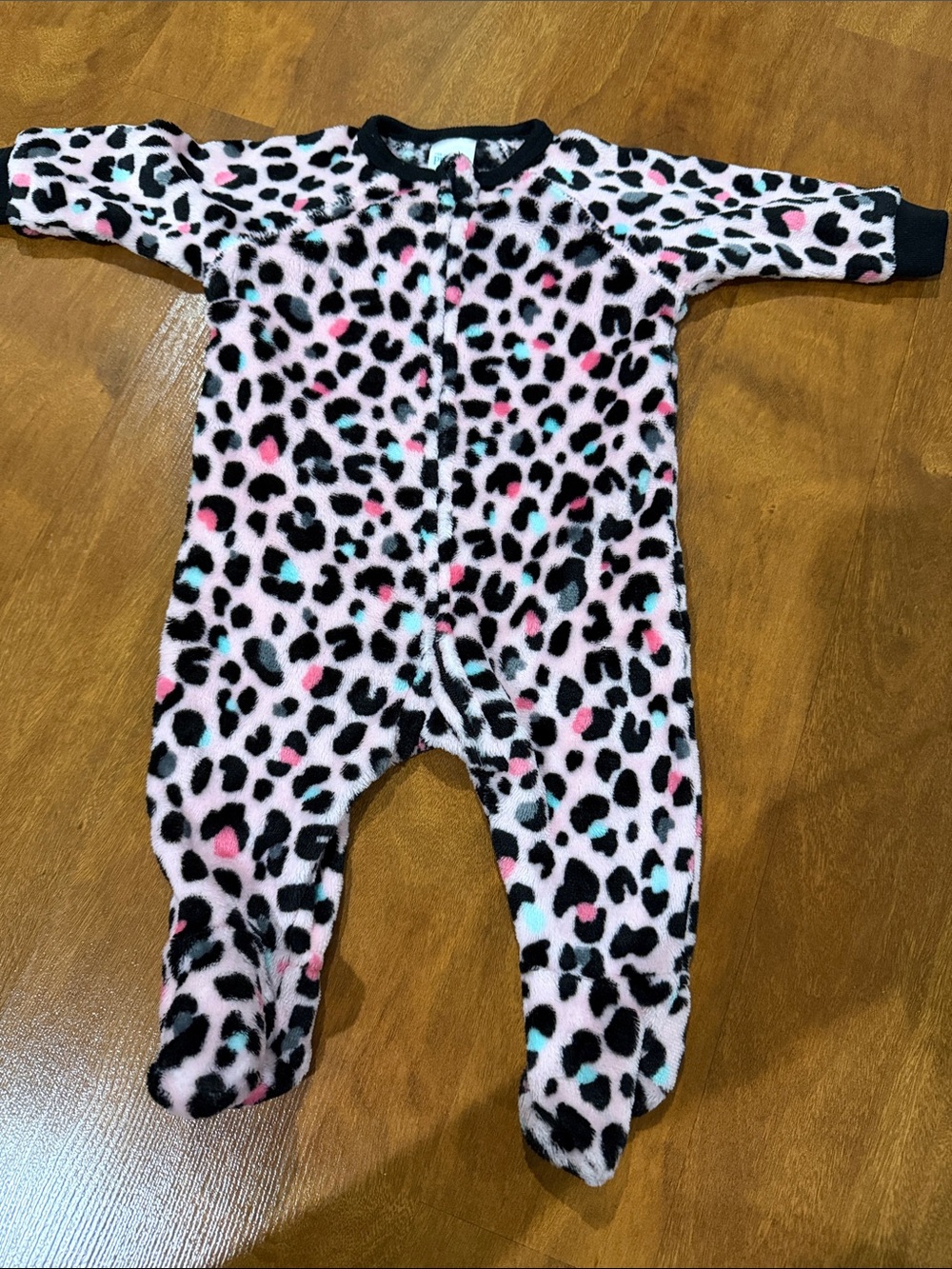 The Children's Place Pink Leopard Fleece Footed One-Piece